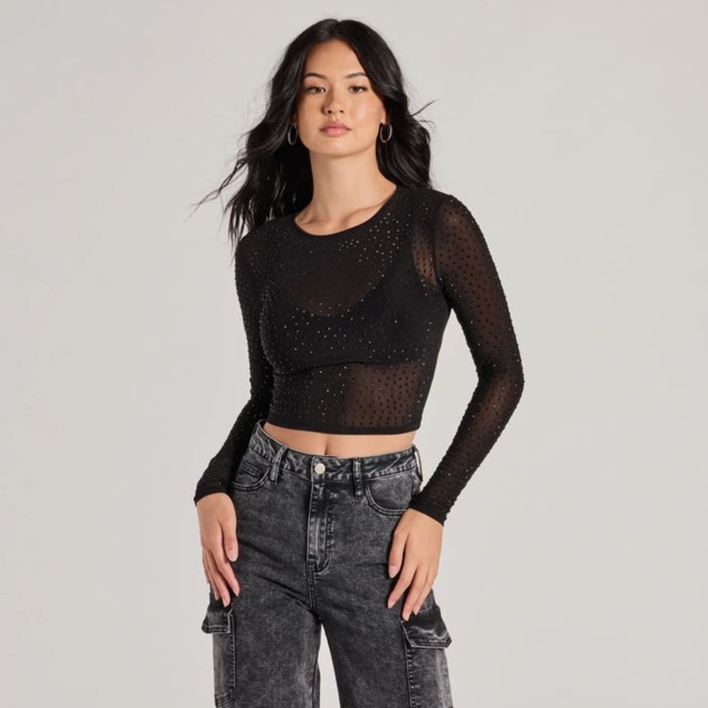 Windsor Black Sheer Long Sleeve Top - NEVER WORN